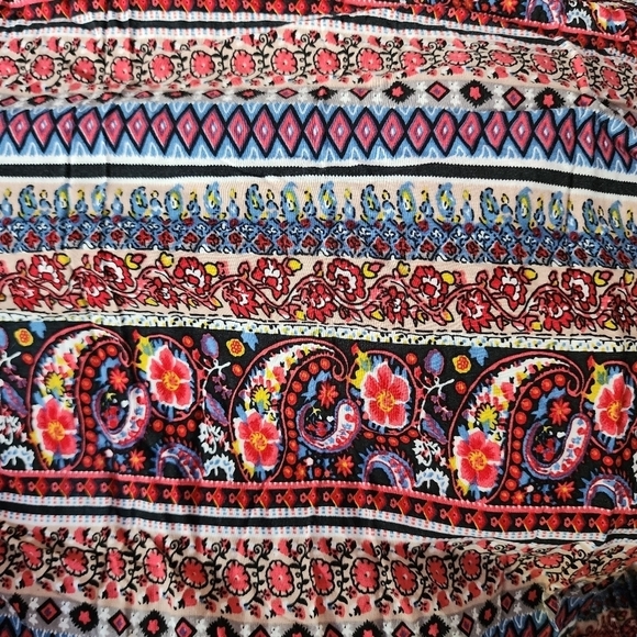 Love Tease Paisley Print Multicolored Kimono Women's Medium M Tassel Trim EUC - Picture 4 of 7